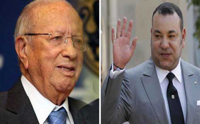 الملك محمد السادس يهنئ باجي قائد السبسي بمناسبة انتخابه رئيسا للجمهورية التونسية