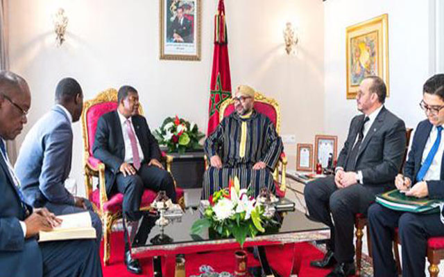 الملك محمد السادس يستقبل رئيس جمهورية أنغولا جواو لورنسو ببرازافيل