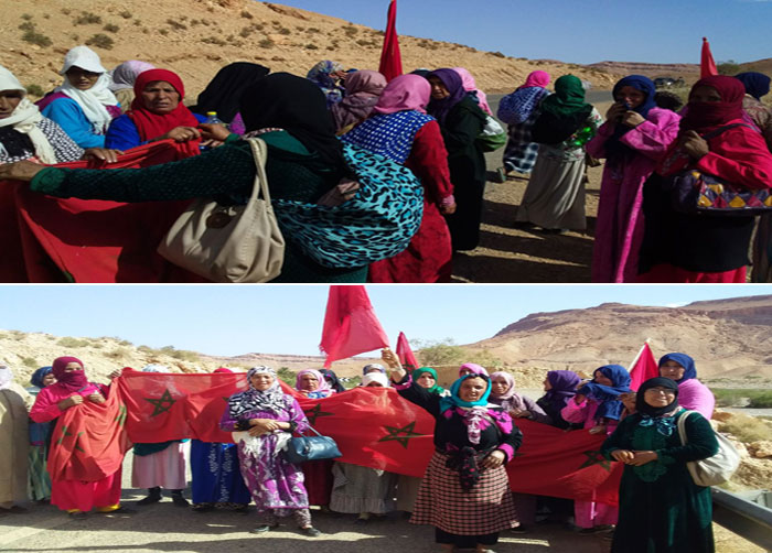 مسيرة احتجاجية للنساء القرويات ببوذنيب بسبب ترحيلهن من أراضي أقيم بها سد قدوسة‎