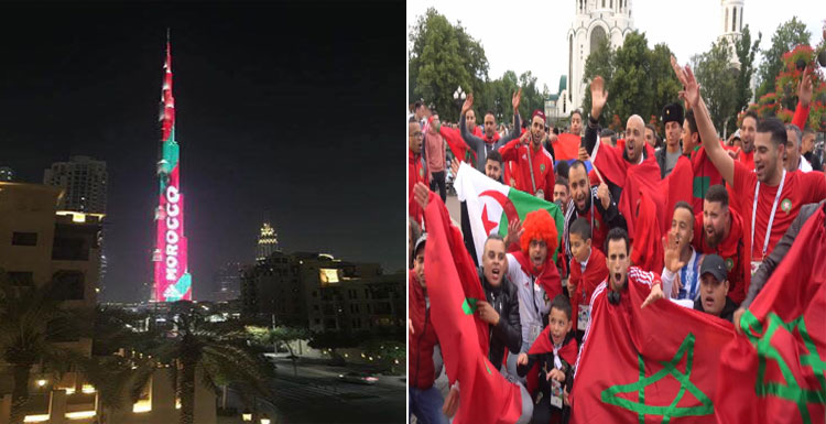 الامارات تحتفل بالمنتخب المغربي
