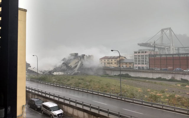 سقوط قنطرة بمدينة جنوة الإيطالية( مع فيديو)