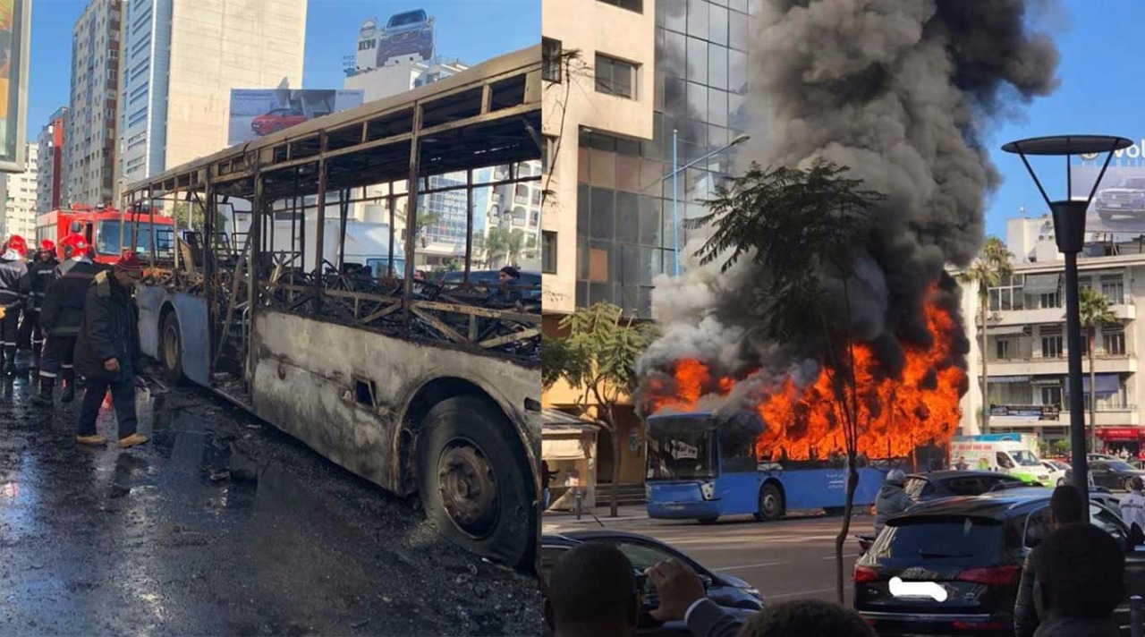 النيران تلتهم حافلة للنقل الحضري بالدار البيضاء (مع فيديو)