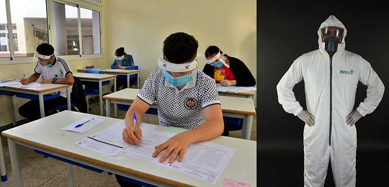 الزي الرسمي لحراس تلاميذ امتحانات الباكالوريا المصابين بكورونا
