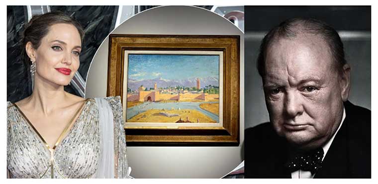 النجمة أنجيلينا جولي تبيع لوحة تشرشل "صومعة مسجد الكتبية" في مزاد علني بلندن